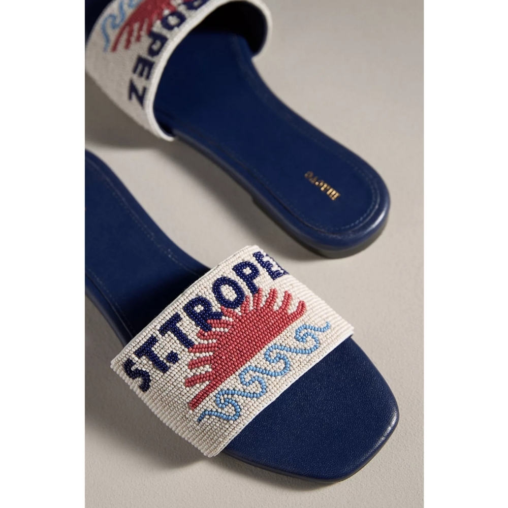 Maeve For Anthropologie The Fiona Beaded Slide Sandal - St. Tropez - Picture 3 of 10